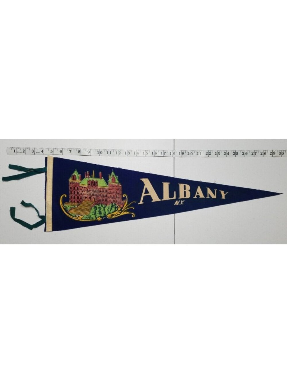 Vintage Felt Pennant Albany N.Y. The Capitol Souvenir Travel Collectible Blue
